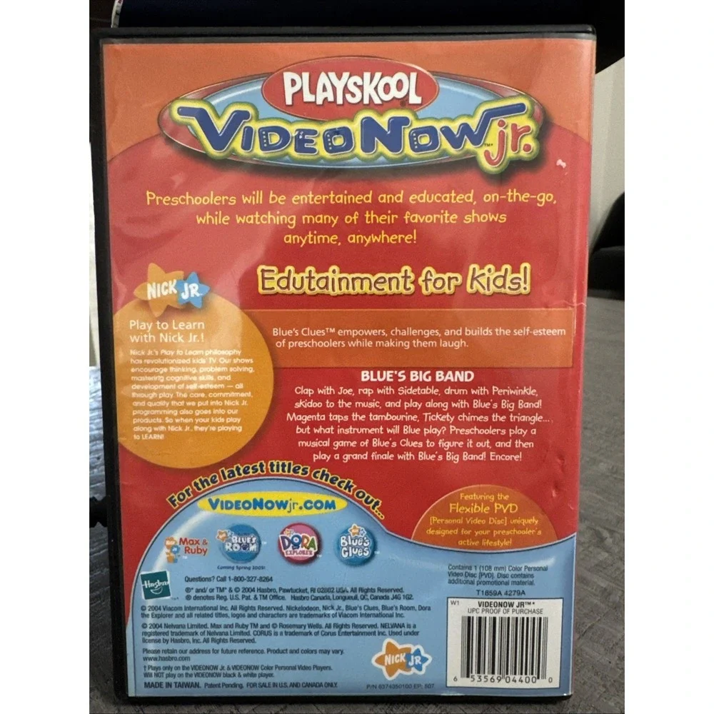 VideoNow Jr. Blue's Clues Playskool PVD - Nick‎ Jr. Blue's Big Band 2004 VTG